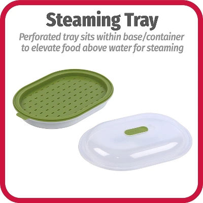 GoodCook BPA-Free Plastic Microwave Vegetable And Fish Steamer, Green,Green 6 GoodCook BPA-Free Plastic Microwave Vegetable And Fish Steamer, Green,Green - Image 4