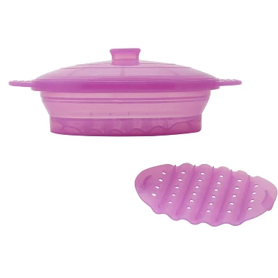 Itopfox Microwave Steamer Cooker Collapsible Bowl With Handle & Lid For Vegetables, Fish, Meal Prep - BPA Free, Dishwasher Safe, Easy Storage, Purple 9 Itopfox Microwave Steamer Cooker Collapsible Bowl With Handle & Lid For Vegetables, Fish, Meal Prep - BPA Free, Dishwasher Safe, Easy Storage, Purple - Image 7