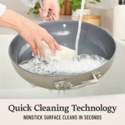 Calphalon Premier Ceramic 12" Fry With Cover Mushroom: Nonstick, Anodized Aluminum, Oven & Dishwasher Safe, 10-Year Warranty