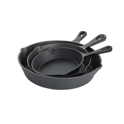 MegaChef Pre-Seasoned 3 Piece Cast Iron Skillet Set 5 MegaChef Pre-Seasoned 3 Piece Cast Iron Skillet Set - Image 3
