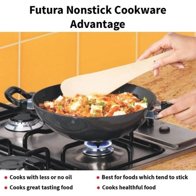 Hawkins Futura 2.5L Kadhai Fry Pan With Steel Lid: Anodized Aluminum, Gas Compatible, Hand Wash, 2-Piece Set 5 Hawkins Futura 2.5L Kadhai Fry Pan With Steel Lid: Anodized Aluminum, Gas Compatible, Hand Wash, 2-Piece Set - Image 3