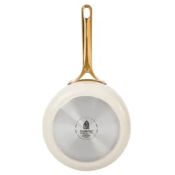 Bloomhouse 8 Inch Heavy Duty Aluminum Premium PFA Free Ceramic Nonstick Saute/Deep Frying Pan Skillet - Linen White With Gold Handle -Cookware Store GUEST 48b904a5 c22b 45a4 8157 1f4a7a009f15