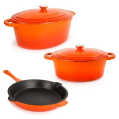 BergHOFF Neo 5Pc Cast Iron Cookware Set, 5qt. & 8qt. Covered Dutch Ovens, 10" Fry Pan -Cookware Store GUEST 4916979f 2588 49fb 9a99 5a376cb5d84c