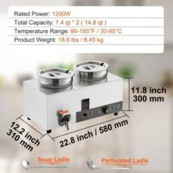VEVOR Electric Soup Warmer, Dual 7.4QT Stainless Steel Round Pot, 1200W Commercial Food Warmer, 86~185°F Adjustable Temp -Cookware Store GUEST 4a7aa49b f966 415f 80e2 5127dfb18c8d
