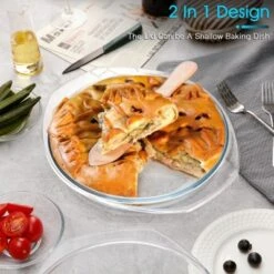 Itopfox Round Glass Casserole Dish With Lid, 4QT Large Microwave Safe Bowl For Cooking, Baking, And Serving, Dishwasher Safe -Cookware Store GUEST 4a7d1079 88ab 46ca b446 e49c1019edb5