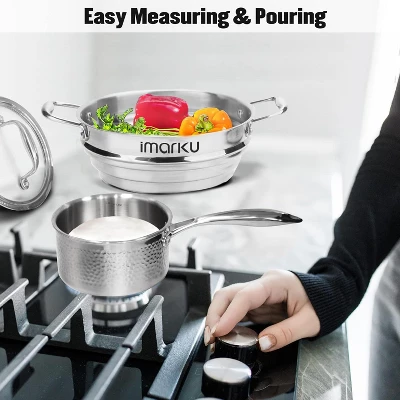 Imarku Professional Cooking Utensils Set, 14PCS Cookware Sets Tri-Ply Clad Stainless Steel With Hangered Handle And Lids, Suits Ceramic And Induction 4 Imarku Professional Cooking Utensils Set, 14PCS Cookware Sets Tri-Ply Clad Stainless Steel With Hangered Handle And Lids, Suits Ceramic And Induction - Image 2