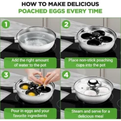 NutriChef Stainless Steel Egg Poacher With 4 Non-Stick Cups, Glass Lid, Oven Mitt, Timer, And Spatula (Silver) -Cookware Store GUEST 4ab4a004 2601 4dd2 a854 63b4ec6c743b
