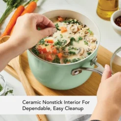 KitchenAid Hard Anodized 3qt Nonstick Ceramic Cookware Sauce Pan With Lid - Pistachio: Stainless Handle, Tempered Glass Lid -Cookware Store GUEST 4c4a29db 7a5b 44f8 844b 921ec7bbdc8b