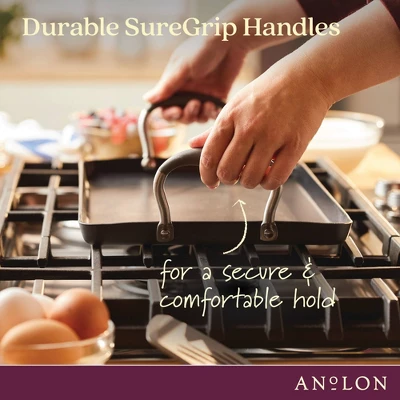 Anolon Advanced Home 10"x18" Double Burner Griddle Moonstone: Nonstick Stovetop Griddle Pan For Gas & Electric Cooktops 5 Anolon Advanced Home 10"x18" Double Burner Griddle Moonstone: Nonstick Stovetop Griddle Pan For Gas & Electric Cooktops - Image 3