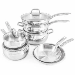 BergHOFF 12Pc 18/10 Stainless Steel Cookware Set With Glass Lid, Belly Shape -Cookware Store GUEST 4ca4c47d d3f4 4e70 a7b8 a41fcbcaa6ae