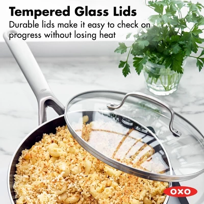 OXO Agility Series 3 Qt" Ceramic Nonstick Aluminum Chef's Pan With Lid And Helper Handle Black: Dishwasher-Safe, Induction Compatible 7 OXO Agility Series 3 Qt" Ceramic Nonstick Aluminum Chef's Pan With Lid And Helper Handle Black: Dishwasher-Safe, Induction Compatible - Image 5