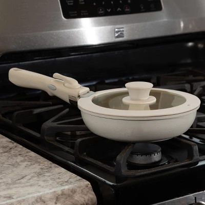 Home-Complete 8PC Cookware Set With Handle, Cream 7 Home-Complete 8PC Cookware Set With Handle, Cream - Image 5