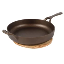 Bloomhouse Natural Bronze Finish Cast Iron Skillet With Long Handle, Helper Handle & Olive Wood Trivet -Cookware Store GUEST 4fd51673 18c8 49c6 9d1d d6ad5d3dff52