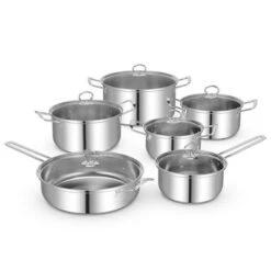 Costway 12 PCS Pots & Pans Set With Tempered Glass Lids Handles & 3-Ply Base 4 Stockpots -Cookware Store GUEST 5145fe06 b143 44bb 8f55 f0d76d89635e