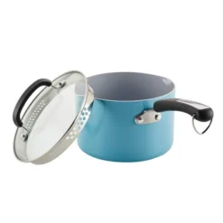 Farberware Eco Advantage 3qt Ceramic Nonstick Straining Saucepan With Lid Aqua: Dishwasher-Safe Sauce Pot, Gas & Electric Compatible -Cookware Store GUEST 515162d6 7890 4344 aabb 0e8bde660b8c