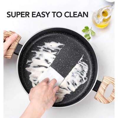 MICHELANGELO 6Quart Stock Pot With Lid, Nonstick Soup Pot With Lid, Non Stick Pot With Stay-cool Handle, Nonstick Pot For Cooking, Black Granite 5 MICHELANGELO 6Quart Stock Pot With Lid, Nonstick Soup Pot With Lid, Non Stick Pot With Stay-cool Handle, Nonstick Pot For Cooking, Black Granite - Image 3