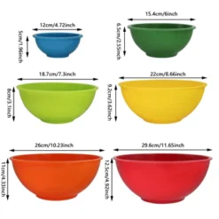 Itopfox Classic Mixing Bowl Set, Microwave And Dishwasher Safe, Ideal For Baking, Prepping, Cooking And Serving Food (Set Of 6, Red)