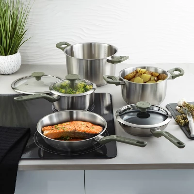 BergHOFF Bolt 8Pc Recycled 18/10 Stainless Steel Cookware Set With Glass Lids, Green 3 BergHOFF Bolt 8Pc Recycled 18/10 Stainless Steel Cookware Set With Glass Lids, Green