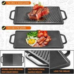 Attop Cast Iron Reversible Grill Griddle，Double Sided Grill Pan Perfect For Gas Grills And Stove Tops -Cookware Store GUEST 546b9263 ebd7 4e65 881e cc4ae844b2f0