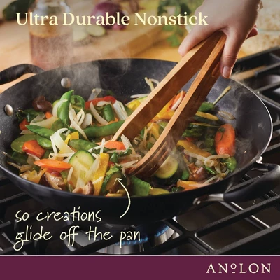 Anolon Advanced Home 14" Hard Anodized Nonstick Wok With Side Handle And Lid Onyx 7 Anolon Advanced Home 14" Hard Anodized Nonstick Wok With Side Handle And Lid Onyx - Image 5