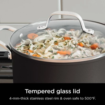 Ninja NeverStick Signature Hard-Anodized 12pc Cookware Set CW79012: Nonstick, Chip-Resistant, Oven-Safe, Tempered Glass Lids 6 Ninja NeverStick Signature Hard-Anodized 12pc Cookware Set CW79012: Nonstick, Chip-Resistant, Oven-Safe, Tempered Glass Lids - Image 4