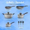 SereneLife 11 Piece Kitchenware Pots & Pans Set – Basic Kitchen Cookware, Black Non-Stick Coating Inside, Heat Resistant Lacquer (Grey) -Cookware Store GUEST 55b052e5 c59b 4efb 888a 881240b96caa