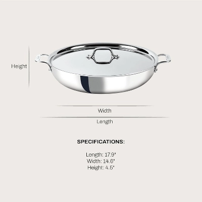 All-Clad D3 3-Ply Stainless Steel Large Frying Pan 7 Quart, Induction Oven Broiler Safe 600F Cookware Silver 4 All-Clad D3 3-Ply Stainless Steel Large Frying Pan 7 Quart, Induction Oven Broiler Safe 600F Cookware Silver - Image 2