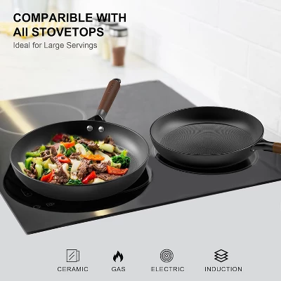 LAMFO Professional Cooking Utensils Set , 2 Pieces 10&12Inch Cookware Set Cast Iron Skillets, PFAS-Free, Nonstick Pizza Pans, Oven&Dishwasher Safe 7 LAMFO Professional Cooking Utensils Set , 2 Pieces 10&12Inch Cookware Set Cast Iron Skillets, PFAS-Free, Nonstick Pizza Pans, Oven&Dishwasher Safe - Image 5