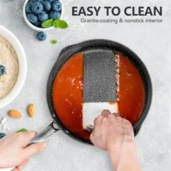 MICHELANGELO Hard Anodized Nonstick Saucepan With Strainer Lid & Pour Spouts For Easy Pour, 3 Quart -Cookware Store GUEST 565cb8eb 4697 4433 b243 143931fa9968