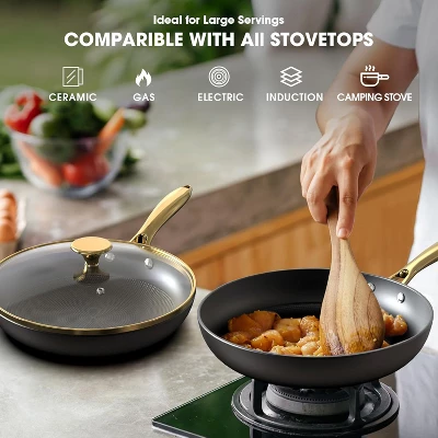 Imarku Frying Pans With Lid, 2Pcs - 10 Inch And 12 Inch Long Lasting Nonstick Frying Pan Cast Iron Skillets, Dishwasher Safe,Free-PFOA, 9 Imarku Frying Pans With Lid, 2Pcs - 10 Inch And 12 Inch Long Lasting Nonstick Frying Pan Cast Iron Skillets, Dishwasher Safe,Free-PFOA, - Image 7