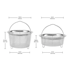 Instant Pot Official Mesh Steamer Basket Set, Stainless Steel, Dual-Purpose Steamer & Strainer, Easy-Lift Handle, Dishwasher Safe, Rust-Resistant