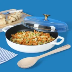 Sur La Table Kitchen Essentials 3.75-Quart Enameled Cast Iron Nonstick Braiser Pan W/ Borosilicate Glass Lid