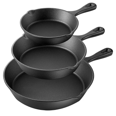 MegaChef Pre-Seasoned 3 Piece Cast Iron Skillet Set 7 MegaChef Pre-Seasoned 3 Piece Cast Iron Skillet Set - Image 5