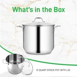 NutriChef 12-Quart Stainless Steel Stock Pot - 18/8 Food Grade Steel Heavy Duty -Cookware Store GUEST 5b9bacec 4434 4c34 bdaf f3aaeead2c5a