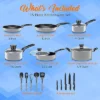 SereneLife 20 Piece Kitchenware Pots & Pans Set – Basic Kitchen Cookware, Black Non-Stick Coating Inside, Heat Resistant Lacquer (Grey) 1 SereneLife 20 Piece Kitchenware Pots & Pans Set – Basic Kitchen Cookware, Black Non-Stick Coating Inside, Heat Resistant Lacquer (Grey) -Cookware Store GUEST 5cb1c1e3 0974 4c54 8da0 2c4e996d5d18