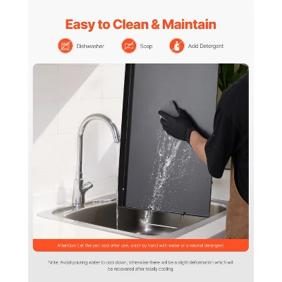 VEVOR Carbon Steel Griddle, 24x16 Inch Universal Flat Top Rectangular Plate, Gas Grill Griddle For BBQ Grill, Teppanyaki, Black 7 VEVOR Carbon Steel Griddle, 24x16 Inch Universal Flat Top Rectangular Plate, Gas Grill Griddle For BBQ Grill, Teppanyaki, Black - Image 5