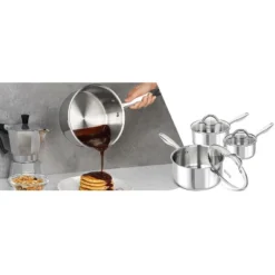 MICHELANGELO Saucepan Set, 18/10 Stainless Steel Sauce Pan With Lid, Tri-Ply Bottom Sauce Pot Set, Nonstick Saucepan, Induction Compatible -Cookware Store GUEST 5f98c142 f263 4faf a1be deb7852383bb