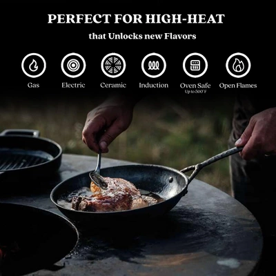 Alva Cookware Artist Nonstick Carbon Steel Frying Pan Skillet Pre-Seasoned Induction Cookware W/ Stay Cool Handle For Searing, Cooking, Grilling 6 Alva Cookware Artist Nonstick Carbon Steel Frying Pan Skillet Pre-Seasoned Induction Cookware W/ Stay Cool Handle For Searing, Cooking, Grilling - Image 4