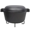 DSVIMOY 2-In-1 Dutch Oven With Dual Handles, 5 Quart Outdoor Camping Deep Pot With Pot Rack For Camping Fireplace Cooking, Black, 12.5"*10.2"*6.2" -Cookware Store GUEST 607ae0cd 5eda 4c67 b9a5 9752421fdb29