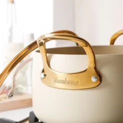 Bloomhouse 6 Quart Heavy Duty Aluminum Premium PFA Free Ceramic Nonstick Dutch Oven Pot With Lid - Linen White With Gold Handle -Cookware Store GUEST 61232a72 48c5 424e 9fab 5b1685de4e57