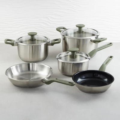 BergHOFF Bolt 8Pc Recycled 18/10 Stainless Steel Cookware Set With Glass Lids, Green 9 BergHOFF Bolt 8Pc Recycled 18/10 Stainless Steel Cookware Set With Glass Lids, Green - Image 7