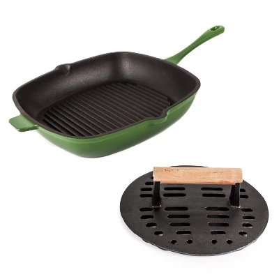 BergHOFF Neo 2Pc Cast Iron Set: 11" Grill Pan & With Slotted Steak Press 9 BergHOFF Neo 2Pc Cast Iron Set: 11" Grill Pan & With Slotted Steak Press - Image 7
