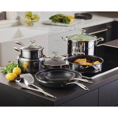 Circulon SteelShield C-Series 10pc Clad Tri-Ply Nonstick Cookware Plus Bonus Utensil Set: Stainless Steel, Induction Safe 4 Circulon SteelShield C-Series 10pc Clad Tri-Ply Nonstick Cookware Plus Bonus Utensil Set: Stainless Steel, Induction Safe - Image 2