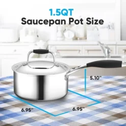 NutriChef 1.5-Quart Saucepan W/ Lid Stainless Steel Stain-Resistant Sauce Pot W/ Satin Interior -Cookware Store GUEST 62bbd7c8 a4fd 4ffd 80e0 bb5eab253684