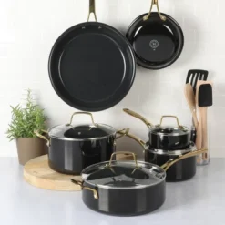 Martha Stewart Lockton 14pc Nonstick Heavy Gauge Aluminum Cookware Set Black Gold Handles: Smooth Surface & Gas Compatible 21 Martha Stewart Lockton 14pc Nonstick Heavy Gauge Aluminum Cookware Set Black Gold Handles: Smooth Surface & Gas Compatible -Cookware Store GUEST 62cc5b6b 6f8c 45f9 b5ba 7fa2db472a5c