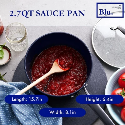 Blu. Cookware Kitchen Start Set, Large And Small Frying Pan, Saucepan, Non-Toxic, Durable Non-Stick Ceramic, PFA/PFOA-Free, Suitable For All Cooktops 5 Blu. Cookware Kitchen Start Set, Large And Small Frying Pan, Saucepan, Non-Toxic, Durable Non-Stick Ceramic, PFA/PFOA-Free, Suitable For All Cooktops - Image 3
