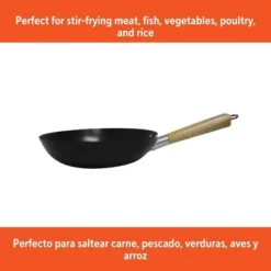 IMUSA 11" Carbon Steel Wok With Wooden Handle Black: Nonstick Cookware, Electric & Gas Compatible, Hand Wash -Cookware Store GUEST 63de724f 9a4e 4f0e a190 d0849cfb0457