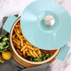 Gibson Enameled Cast Iron 5 Quart Round Dutch Oven With Lid In Light Cyan -Cookware Store GUEST 647722af 9467 4063 9cfa 88705ed00bd5