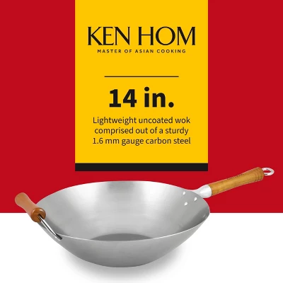 Ken Hom Excellence Carbon Steel Uncoated Wok - Uncoated Carbon Steel Wok - 14 Inches 3 Ken Hom Excellence Carbon Steel Uncoated Wok - Uncoated Carbon Steel Wok - 14 Inches
