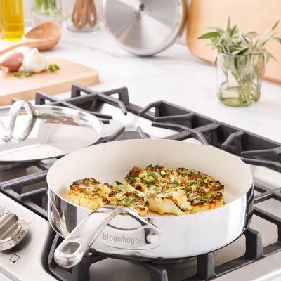 Bloomhouse 10 Inch Triply Stainless Steel Fry Pan W/ Lid W/ Non-Stick Non-Toxic Pro Ceramic Interior Frying Pan 5 Bloomhouse 10 Inch Triply Stainless Steel Fry Pan W/ Lid W/ Non-Stick Non-Toxic Pro Ceramic Interior Frying Pan - Image 3